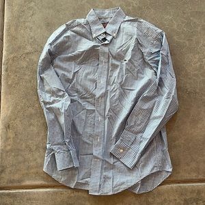 Vineyard Vines Men’s blue and white plaid button down whale shirt small